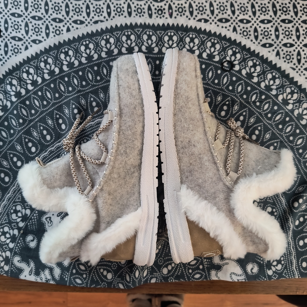 Cozy Gray and White Fur-Lined Boots